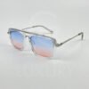 Lunette de soleil transparent double pont verre dégradé bleu rose 2488